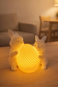 Mini Tavşan Dekor Led’li Hediyelik Masa & Gece Lambası Pilli